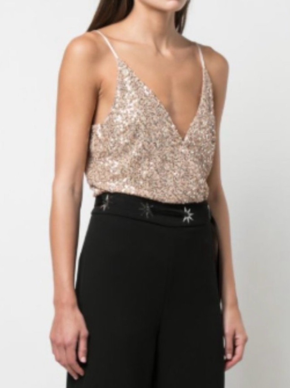 Jonathan Simkhai Sequin V-Neck Body Suit